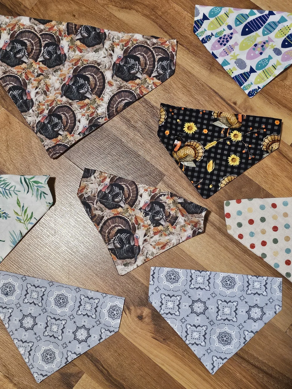 Handmade Multicolor Dog Bandana Set - Pack of 8